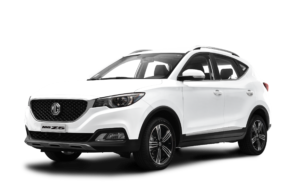 Auto MG ZS blanco visto desde el frente