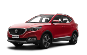 Auto MG ZS rojo visto desde el frente