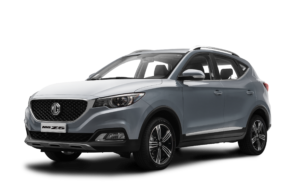 Auto MG ZS gris visto desde el frente