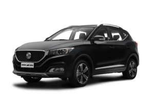 Auto MG ZS negro visto desde el frente