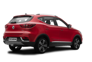 Auto MG ZS rojo vista trasera lateral